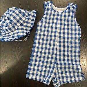Blue and White Gingham Kids Matching Set